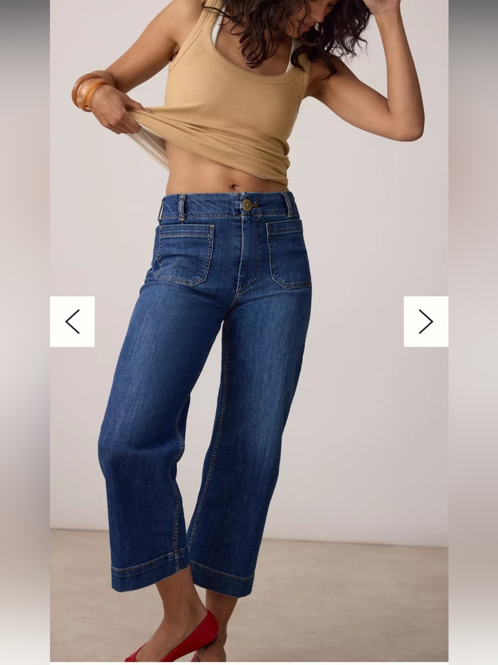 Maeve Colette High-Rise Wide-Leg Cropped Jeans
